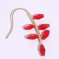 Crochet d'oreille doré 14K fait main avec six perles de verre rouges facettées en baie - Rouge (Seul crochet d'oreille)
