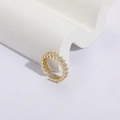 Luxurious 14K gold plated adjustable ring with two rows of marquise cubic zirconia - Double Layer Marquise Zircon Style (JZ0085)