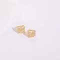 Orecchini a cerchio di perline intrecciate in oro 14K per donna con superficie strutturata - Trama Granulosa / Taglia Piccola
