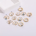 Set van 12 vergulde boze oog ringen met zirkonia en verstelbare open banden - Verstelbaar Open / Pavé Zirkoon Boze Oog Stijl (JZ0086-2)
