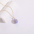Vintage 14K επίχρυσο μενεξεδί σμάλτο κολιέ αυγό στυλ Fabergé με λευκά ζιργκόν στοιχεία - Μοβ (XL2057)