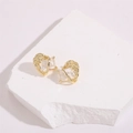 Minimalistische vergulde zirkoon oorbellen met getextureerd C-vormig metalen frame - Vierkante Zirconia Stijl (ES0206-方形锆石)