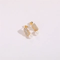 Exquisite 14K gold butterfly earrings with sparkling zircons and white pearls - Zirconia Pearl Butterfly