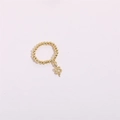 Detailed view of a gold beaded ring featuring a textured snake pendant and zircon accents - Serpent Scale Texture Style (JZ0090)