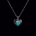 Luminous heart necklace for Mother's Day with glowing bead and Mother engraving - Blue