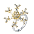 Elegant rotating snowflake ring with gold and silver tones and sparkling zircons - Rhinestone Large Snowflake Gold Tone