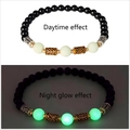 Perline luminose verdi al buio vs ossidiana di giorno con distanziali in metallo - Verde