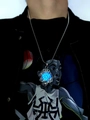 Men's Nordic Viking style necklace featuring a blue luminous core pendant in silver finish - Blue Light