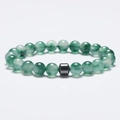 8mm green malachite bead bracelet with black hematite cylinder stone for men and women - Moss Agate