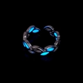 Macro di anello a foglia blu luminoso con ramo d'argento regolabile per Halloween - Argento Bagliore Blu