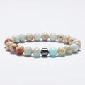 Amazonite natural stone beaded bracelet with 8mm round beads and black hematite spacer - Shoushan Stone
