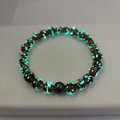 Luminous bead bracelet with glowing cyan spots and anxiety relief healing crystals - Small / Violet