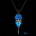 Macro view of Viking bird skull pendant with blue glowing Vegvisir compass engraving - Blue Glow Pendant (1#)