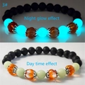 Detailed comparison of glowing pumpkin beads in both daylight and night blue light effect - Teal Glow