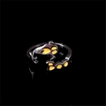 Detail of adjustable black Halloween ring with glow-in-the-dark Boo and cat paw design - Orange Glow