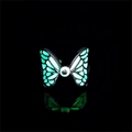 Glow in the dark butterfly ring with green fluorescent wings and hip-hop style design - 1# Green Glow