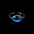 Gothic black alloy pumpkin ring with glowing blue devil face and adjustable band - Blue