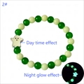 Detailed comparison of green beaded bracelet showing its day and night glow ghost effect - 2# Luminous Green