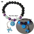Spider and web glow bead bracelet with black volcanic stone and luminous detail - Blue Glow (1#)