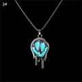 Leuchtende schmelzende Smiley-Halskette in Silber mit blauem Glow-in-the-dark-Effekt - 3# Blau Grün Leuchtend