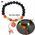 Luminous Halloween spider and web bracelet with volcanic stone and glowing beads - Orange-Red Glow (4#)