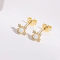 Elegante gouden opaal oorbellen met zirkoon accenten op een minimalistische witte achtergrond - 14K Goud