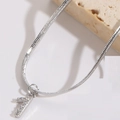 Dettaglio collana a catena serpente argento con ciondolo numero 7 in zircone lucido - Numero 1 (Placcato Argento)