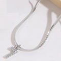 Collana girocollo a serpente in argento con ciondolo a fulmine scintillante in zircone - Numero 7 (Placcato Argento)