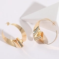 Orecchini a cerchio annodati irregolari dorati da donna con finitura metallica a specchio - Oro 14K