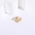 Adjustable golden multi-layer evil eye ring with sparkling cubic zirconia and oil drip - Adjustable Open / Multi-layer Spiral Zirconia Style (JZ0098-款式二)