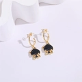 Luxurious gold spade earrings with sparkling zircon and black spade pendant charms - Ace of Spades Style