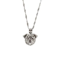 Silver bulldog locket necklace with internal white pearl on a twisted rope chain - 3# Bulldog