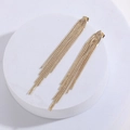 Eleganti orecchini pendenti a nappa lunga placcati in oro 14k con dettagli in strass - Nappa Dorata (ES2108)