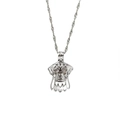 Silver hollow dog-shaped pendant necklace featuring a natural oyster pearl cage - Pug