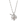 Holle eenhoorn ketting met een roze parel erin, elegante zilveren golf ketting stijl - 5# Eenhoorn