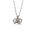 Zilveren olifant parel kooi ketting met een paarse oesterparel aan gedraaide ketting - Moeder Olifant Stijl