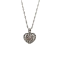 Zilveren holle hartketting met lavendelparel en Best Mom gravure voor vrouwen - Hart Mama Stijl