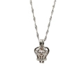 Zilveren kroon medaillon ketting met roze parel en gedraaide touwketting - 3D Kroon Stijl