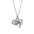 Zilveren octopus kooi hanger ketting met een champagne parel op een golvende ketting - Octopus Stijl
