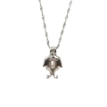 Holle dolfijn parelkooi ketting met een roze paarse natuurlijke oesterparel in zilver - Symmetrische Dolfijnen Stijl