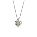 Zilveren holle hartkooi ketting met een witte parel aan een gedraaide golfketting - Hart Vijf Ringen Stijl