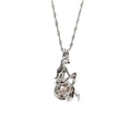 Elegante zilveren zeemeermin hanger ketting met een ronde roze-paarse natuurlijke parel - Zittende Zeemeermin Stijl