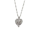 Zilveren hartvormige ketting met kooihanger, roze parel en gedraaide Singapore ketting - Multi-Hart Holle Stijl
