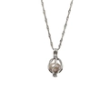 Elegante zilverkleurige ketting met holle kooihanger en een ronde natuurlijke parel - Roterende Holle Bal Stijl