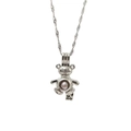 Zilveren holle beer kooi hanger ketting met paarse parel aan een gedraaide Singapore ketting - Stijl 2 Beer
