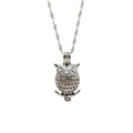 Ketting met holle uil hanger in zilveren afwerking en fijne gedraaide schakelketting - 1# Uil