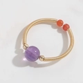 Bohemian style wire wrapped ring featuring purple amethyst and red agate beads - Amethyst Style