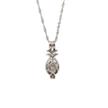 Zilveren ananas kooi hanger ketting met een witte parel aan de binnenkant en fijne ketting - Ananas Stijl