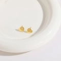 Elegant 14K gold plated heart stud earrings with detailed emerald-inspired vein textures - Stud Style / Wing Stud Earrings (ES0086)