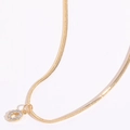 Collana a catena serpente dorata con ciondolo a cerchio in pavé di zirconi lucidi - Numero 0 (Placcato Oro 14K)